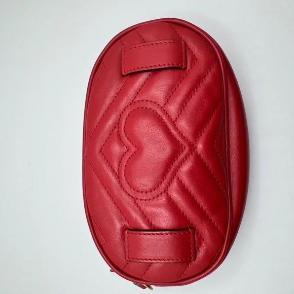 Gucci Marmont Oval Belt Bag Interlocking GG Quilted Leather Red Small 75 cm - Picture 6 of 16
